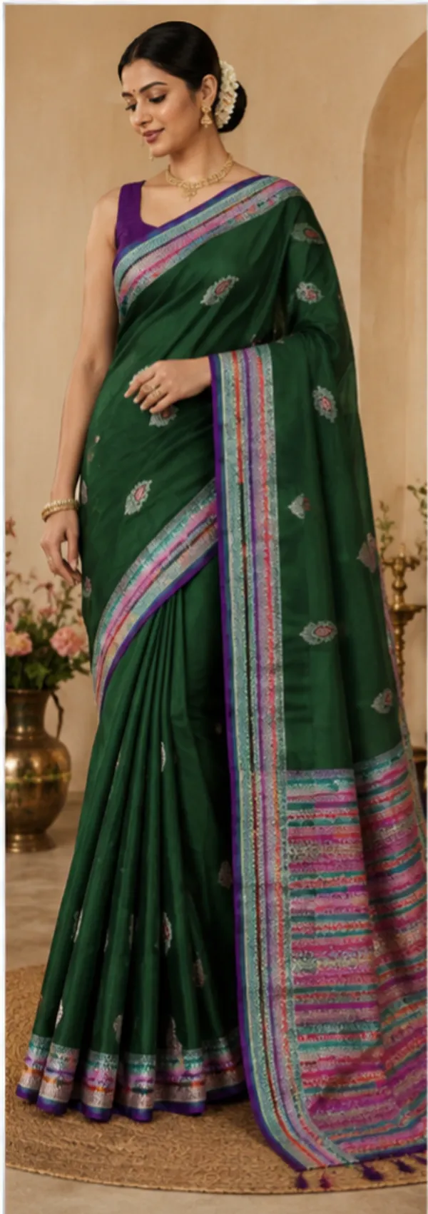 Pure_Handloom_Katan_Minakari_Silk_Saree_Multi_Rankat_Border