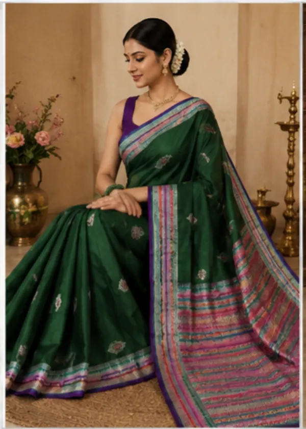 Pure_Handloom_Katan_Minakari_Silk_Saree_Multi_Rankat_Border