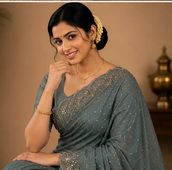 Bling_Border_Replica_Sarees_Teal_Blue_Colour