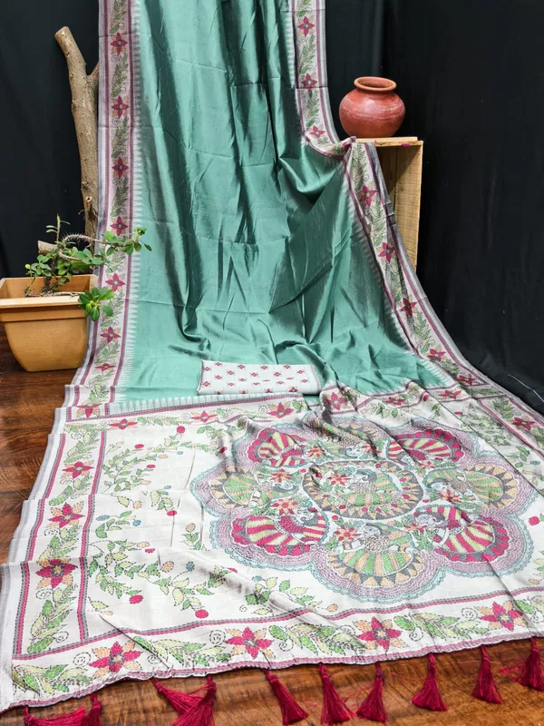 Semi_Gajji_Floral_Saree_Rama_Green