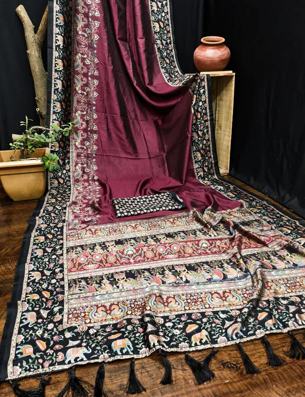 Semi_Gajji_Floral_Saree_Brown