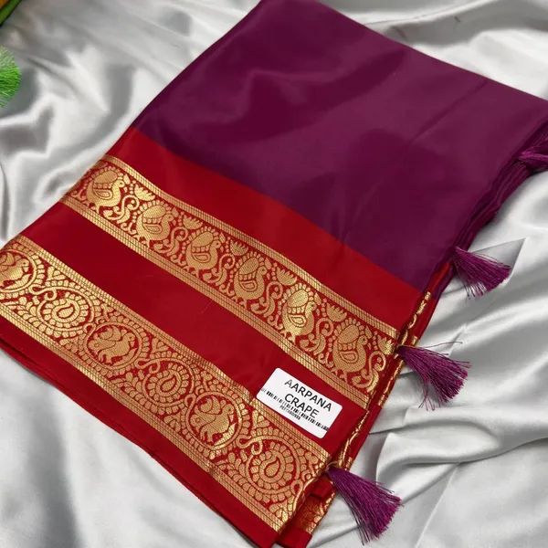 Contest_Semi_Crepe_Silk_Saree_With_Peacock_Bentex_Border
