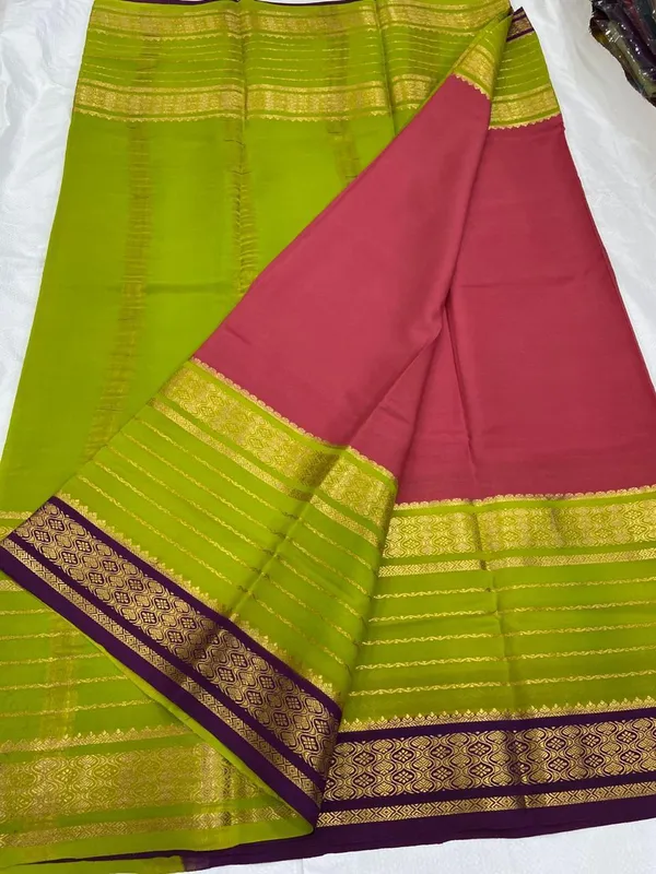 Ksic_Thickness_130_Counts_Contrast_Pallu_And_Contrast_Blouse_Pure_Mysore_Crepe_Silk_Sarees