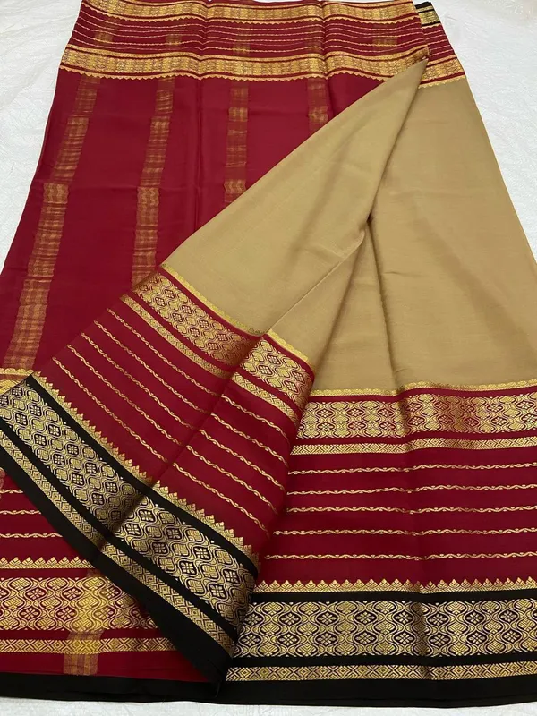 Ksic_Thickness_130_Counts_Contrast_Pallu_And_Contrast_Blouse_Pure_Mysore_Crepe_Silk_Sarees