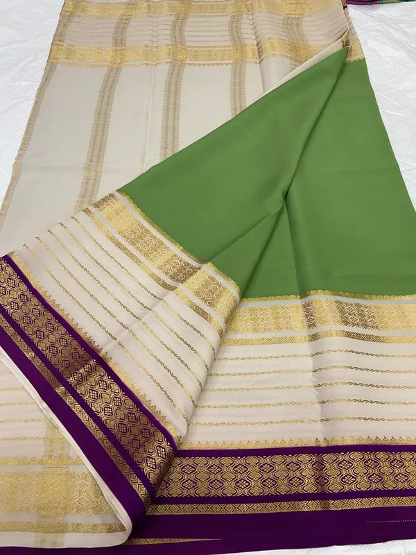 Ksic_Thickness_130_Counts_Contrast_Pallu_And_Contrast_Blouse_Pure_Mysore_Crepe_Silk_Sarees