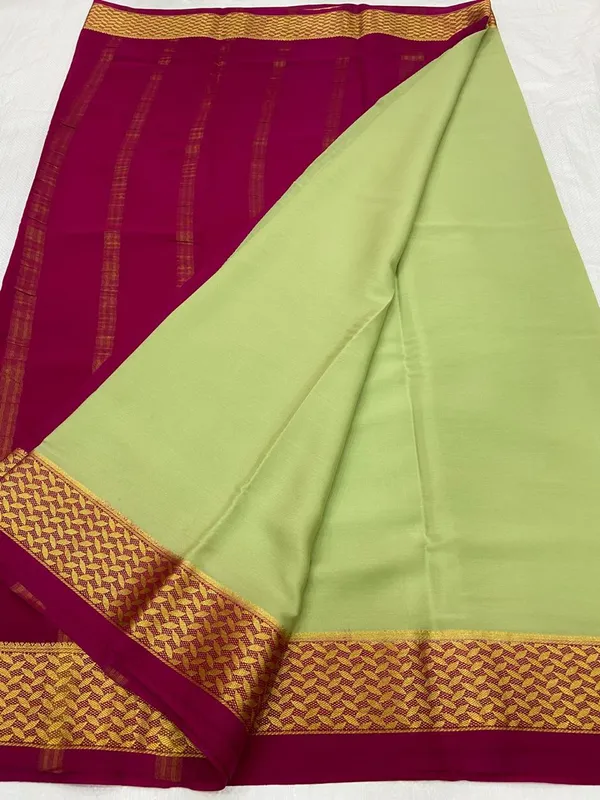 Ksic_Thickness_130_Counts_Contrast_Pallu_And_Contrast_Blouse_Pure_Mysore_Crepe_Silk_Sarees