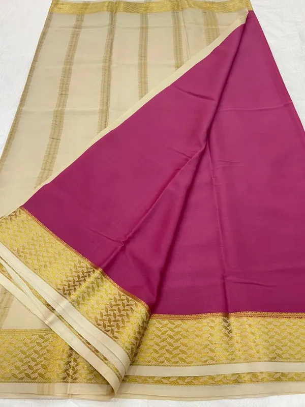 Ksic_Thickness_130_Counts_Contrast_Pallu_And_Contrast_Blouse_Pure_Mysore_Crepe_Silk_Sarees