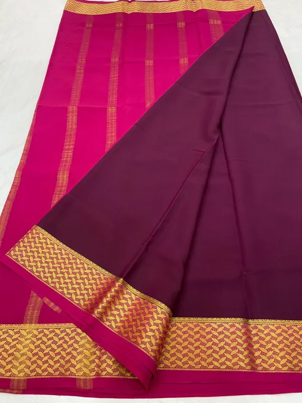 Ksic_Thickness_130_Counts_Contrast_Pallu_And_Contrast_Blouse_Pure_Mysore_Crepe_Silk_Sarees