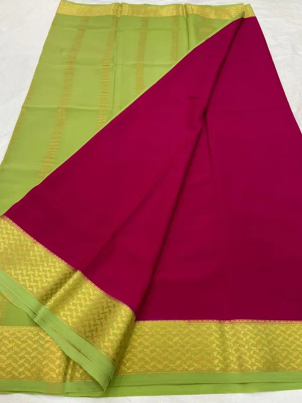 Ksic_Thickness_130_Counts_Contrast_Pallu_And_Contrast_Blouse_Pure_Mysore_Crepe_Silk_Sarees