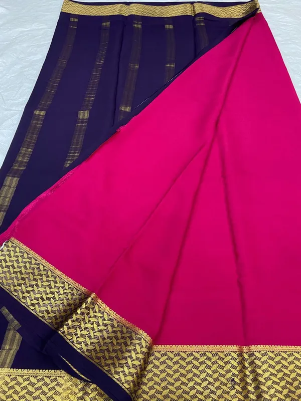 Ksic_Thickness_130_Counts_Contrast_Pallu_And_Contrast_Blouse_Pure_Mysore_Crepe_Silk_Sarees