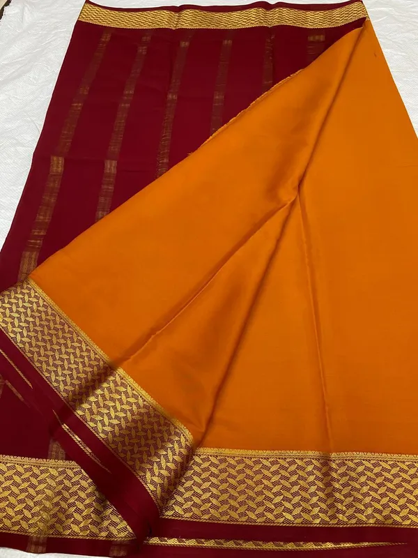 Ksic_Thickness_130_Counts_Contrast_Pallu_And_Contrast_Blouse_Pure_Mysore_Crepe_Silk_Sarees