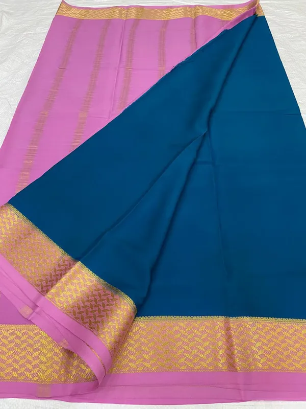 Ksic_Thickness_130_Counts_Contrast_Pallu_And_Contrast_Blouse_Pure_Mysore_Crepe_Silk_Sarees