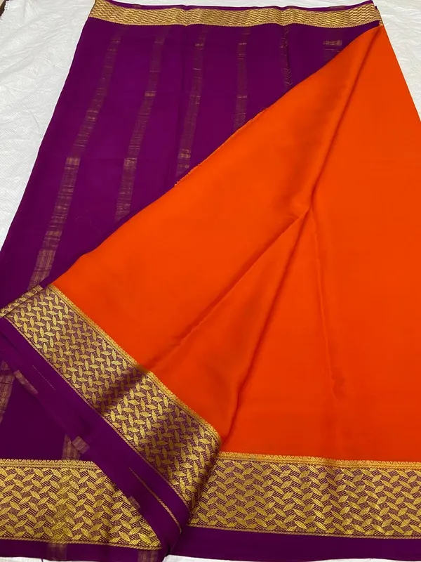 Ksic_Thickness_130_Counts_Contrast_Pallu_And_Contrast_Blouse_Pure_Mysore_Crepe_Silk_Sarees