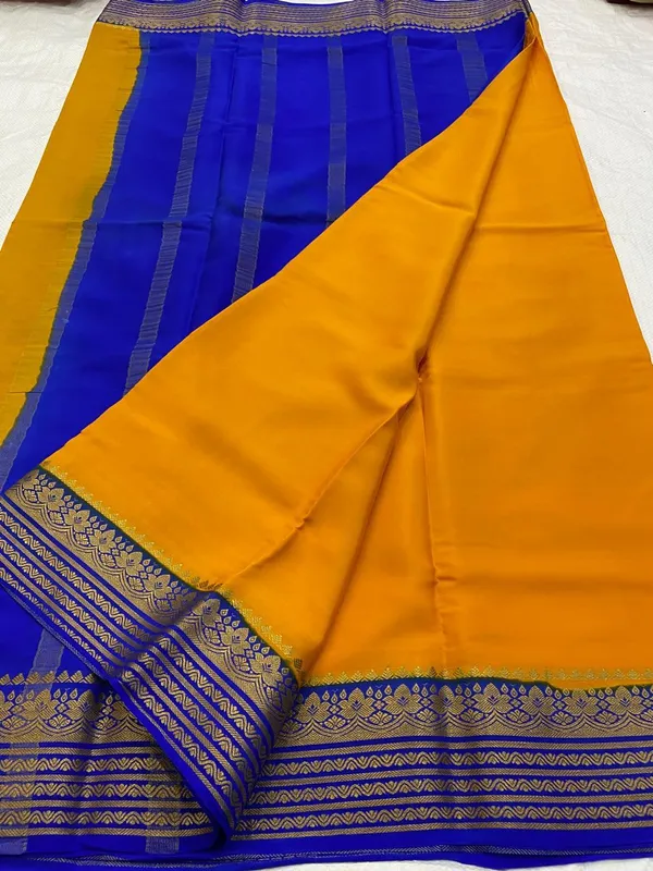 Ksic_Thickness_130_Counts_Contrast_Pallu_And_Contrast_Blouse_Pure_Mysore_Crepe_Silk_Sarees