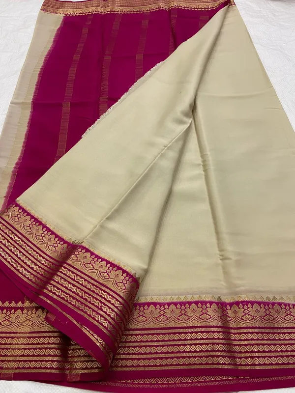 Ksic_Thickness_130_Counts_Contrast_Pallu_And_Contrast_Blouse_Pure_Mysore_Crepe_Silk_Sarees