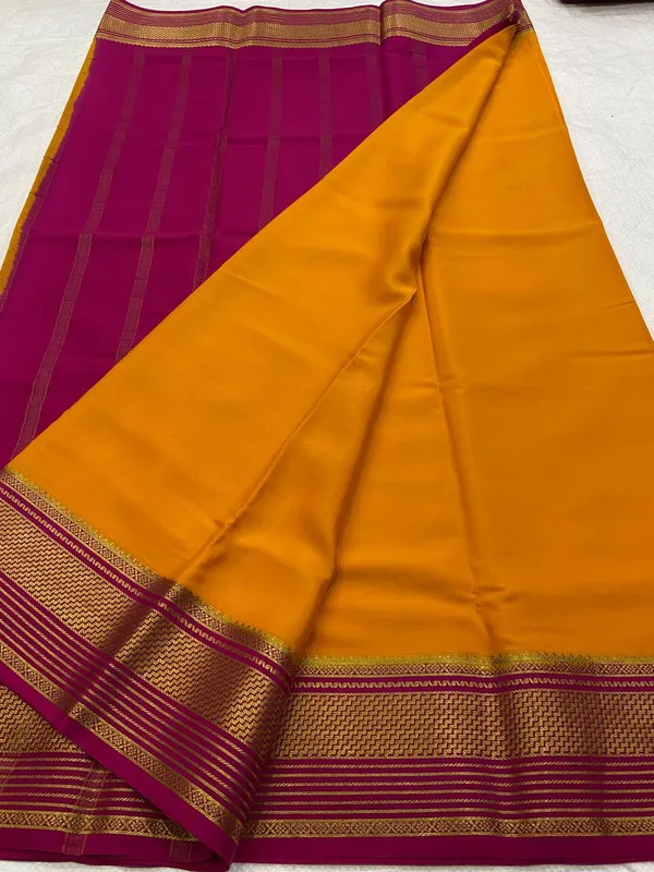 Ksic_Thickness_130_Counts_Contrast_Pallu_And_Contrast_Blouse_Pure_Mysore_Crepe_Silk_Sarees