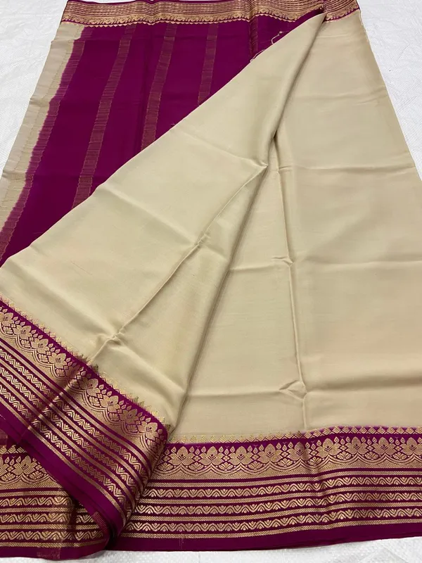 Ksic_Thickness_130_Counts_Contrast_Pallu_And_Contrast_Blouse_Pure_Mysore_Crepe_Silk_Sarees