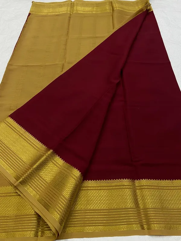 Ksic_Thickness_130_Counts_Contrast_Pallu_And_Contrast_Blouse_Pure_Mysore_Crepe_Silk_Sarees