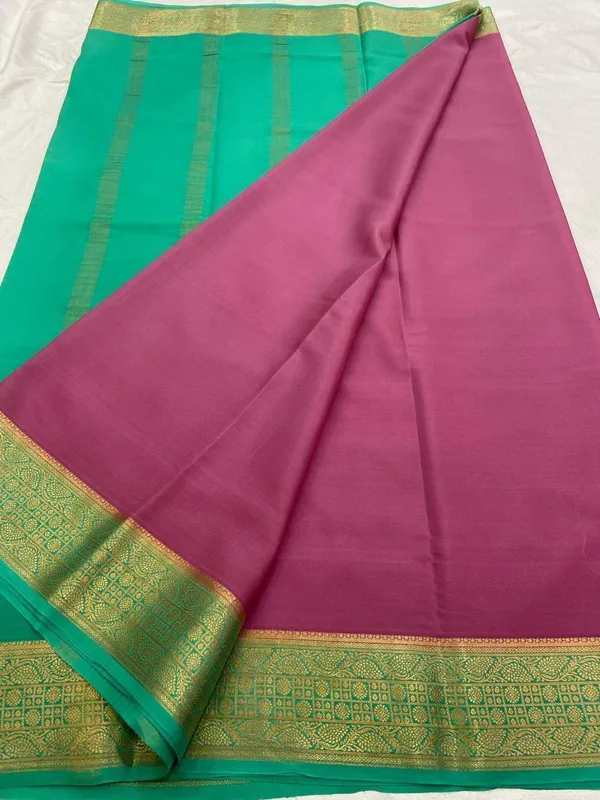 Ksic_Thickness_130_Counts_Contrast_Pallu_And_Contrast_Blouse_Pure_Mysore_Crepe_Silk_Sarees