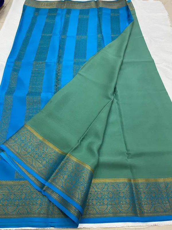 Ksic_Thickness_130_Counts_Contrast_Pallu_And_Contrast_Blouse_Pure_Mysore_Crepe_Silk_Sarees