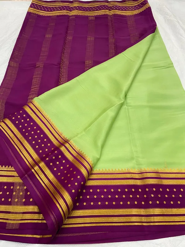 Ksic_Thickness_130_Counts_Contrast_Pallu_And_Contrast_Blouse_Pure_Mysore_Crepe_Silk_Sarees