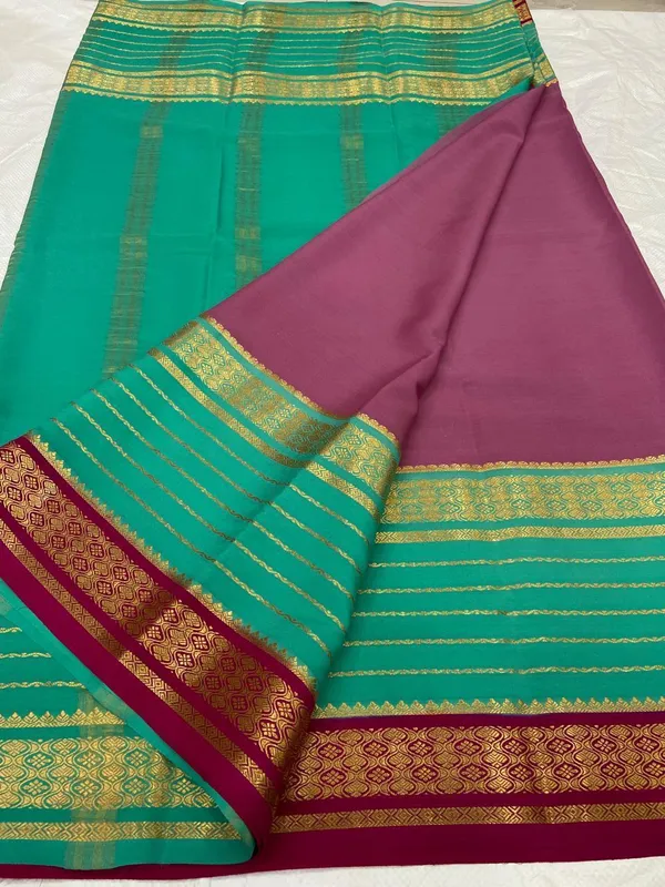 Ksic_Thickness_130_Counts_Contrast_Pallu_And_Contrast_Blouse_Pure_Mysore_Crepe_Silk_Sarees