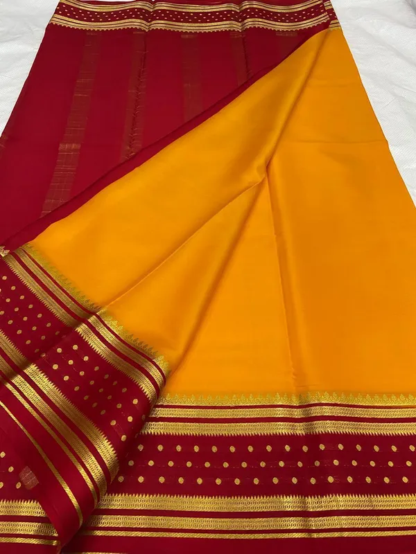 Ksic_Thickness_130_Counts_Contrast_Pallu_And_Contrast_Blouse_Pure_Mysore_Crepe_Silk_Sarees