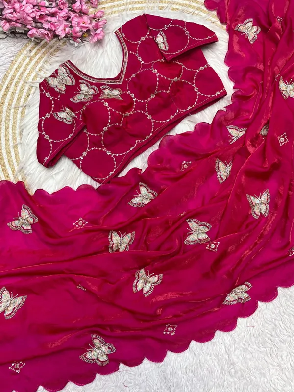 Bling_Butterfly_Reddish_Pink_Party_Wear_Saree_With_Stitched_Blouse