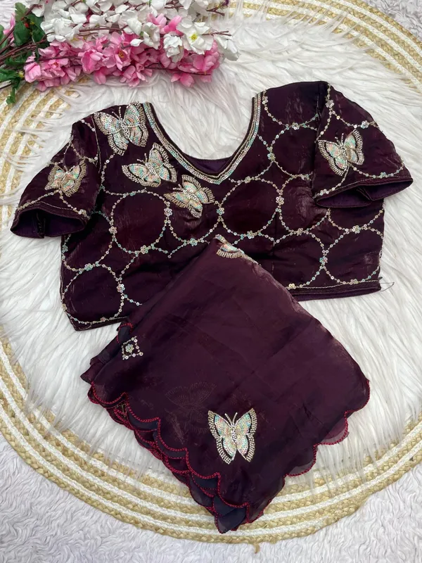Bling_Butterfly_Burgundy_Party_Wear_Saree_With_Stitched_Blouse