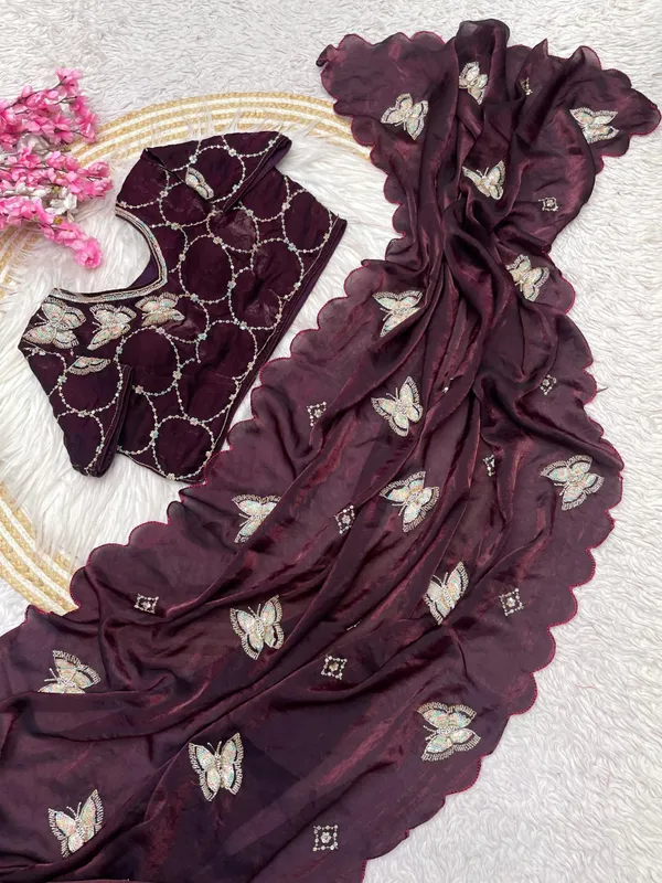 Bling_Butterfly_Burgundy_Party_Wear_Saree_With_Stitched_Blouse