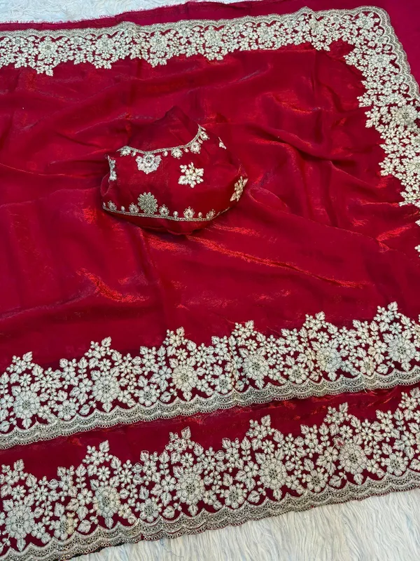 Sushi_Designer_Sarees_Red_Colour