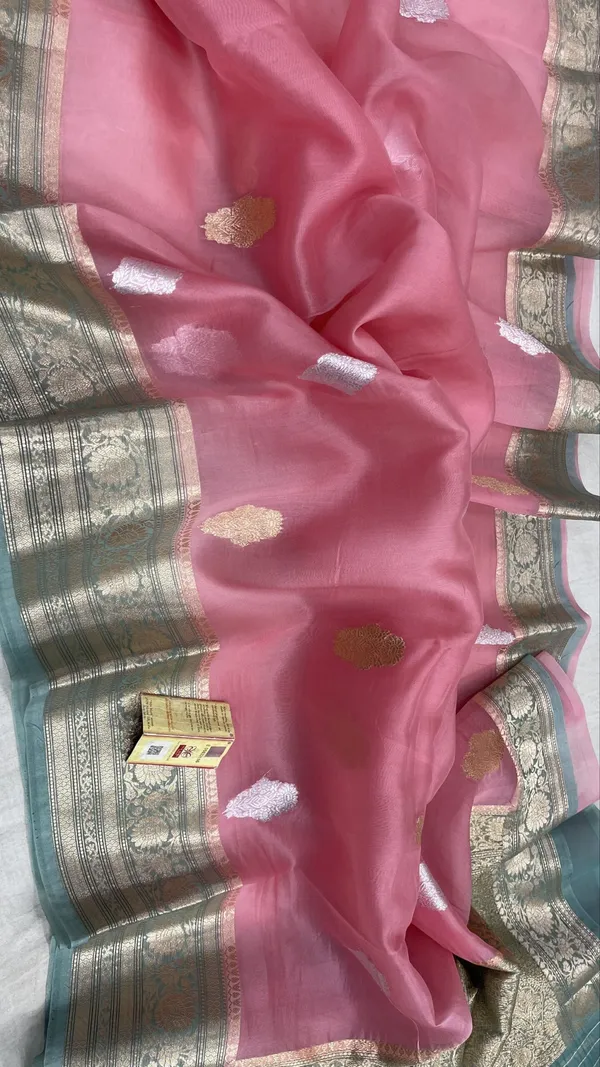 Pink_And_Green_Banarasi_Kora_Organza_Saree