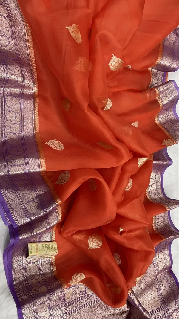 Orange_Banarasi_Kora_Organza_Saree