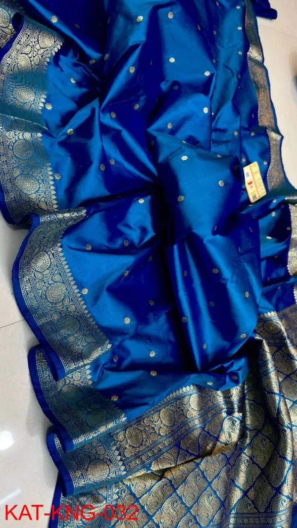 Blue_Pure_Katan_Kanjivaram_Silk_Saree_Handloom_Luxury_With_Antique_Zari
