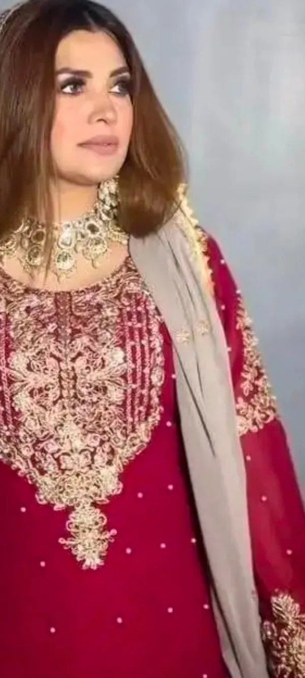Indo_Arabic_3_Piece_Suit_Red_And_Creamy_Lilac