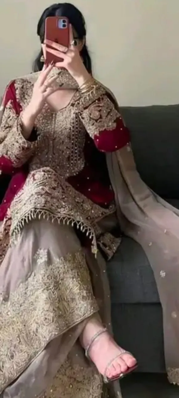 Indo_Arabic_3_Piece_Suit_Red_And_Creamy_Lilac