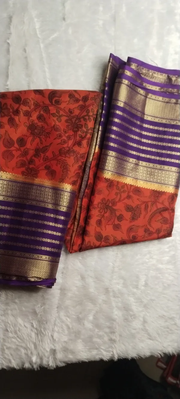 Semi_Crepe_Printed_Rust_Orange_Saree