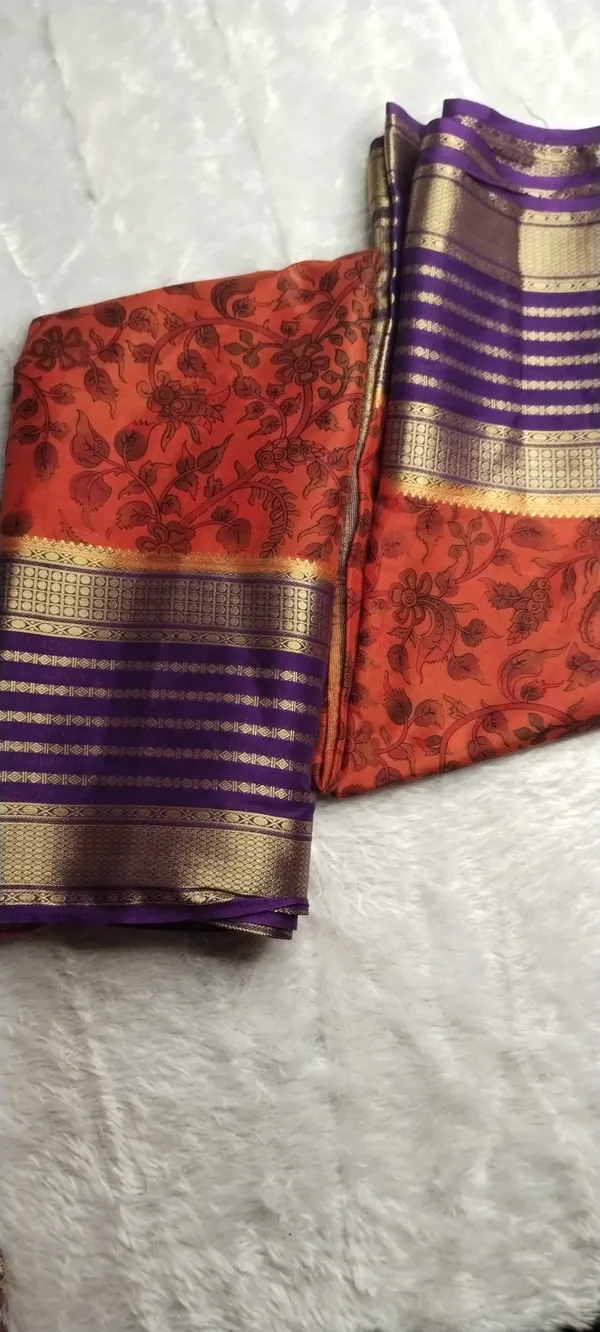 Semi_Crepe_Printed_Rust_Orange_Saree