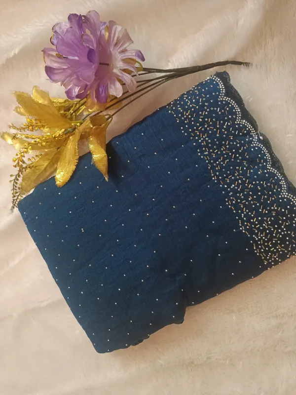 Bling_Border_Replica_Sarees_Navy_Blue