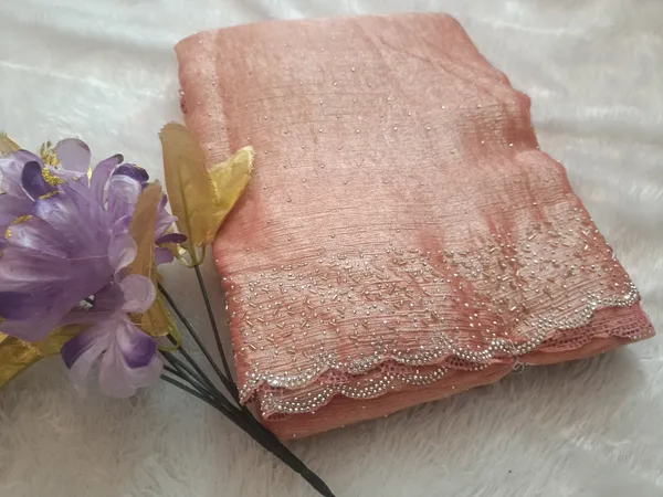 Bling_Border_Replica_Sarees_Peach_Pink