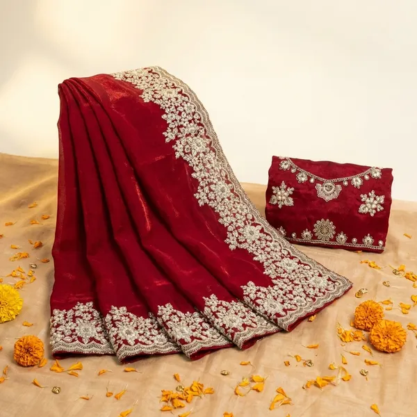 Sushi_Designer_Sarees_Red_Colour