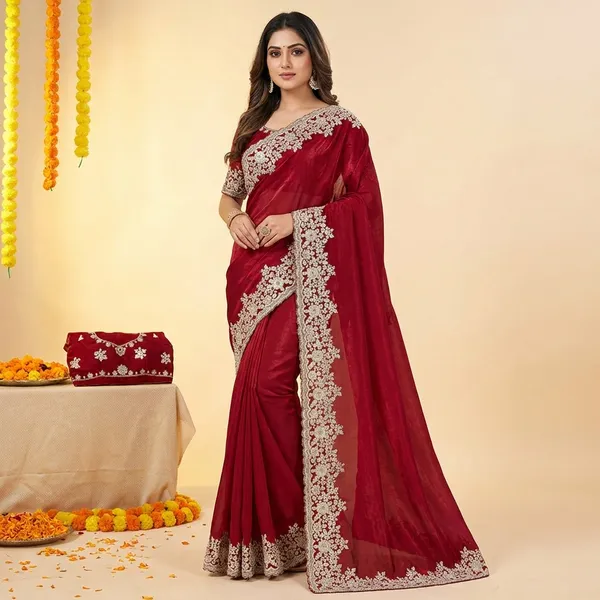 Sushi_Designer_Sarees_Red_Colour