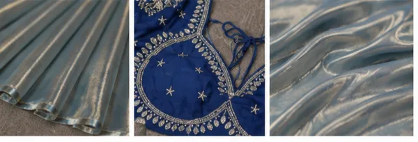 Designer_Plain_Fandy_Shimmer_Saree_With_Stitched_Blouse