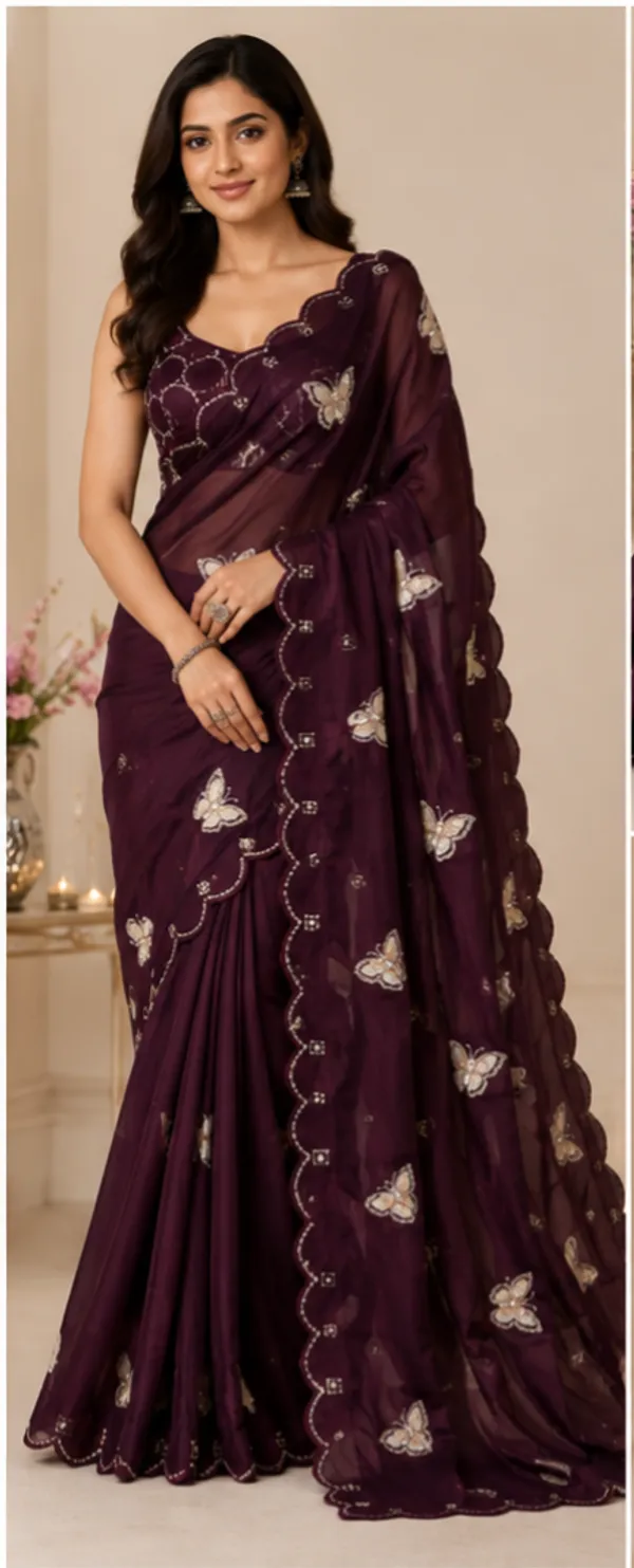 Bling_Butterfly_Burgundy_Party_Wear_Saree_With_Stitched_Blouse