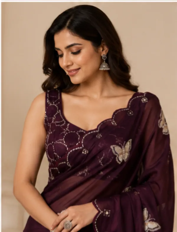 Bling_Butterfly_Burgundy_Party_Wear_Saree_With_Stitched_Blouse