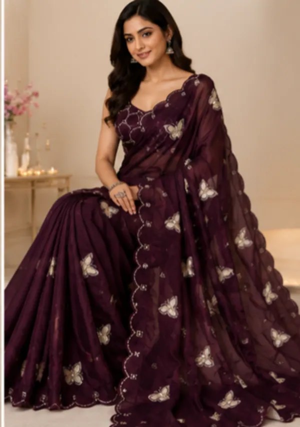 Bling_Butterfly_Burgundy_Party_Wear_Saree_With_Stitched_Blouse