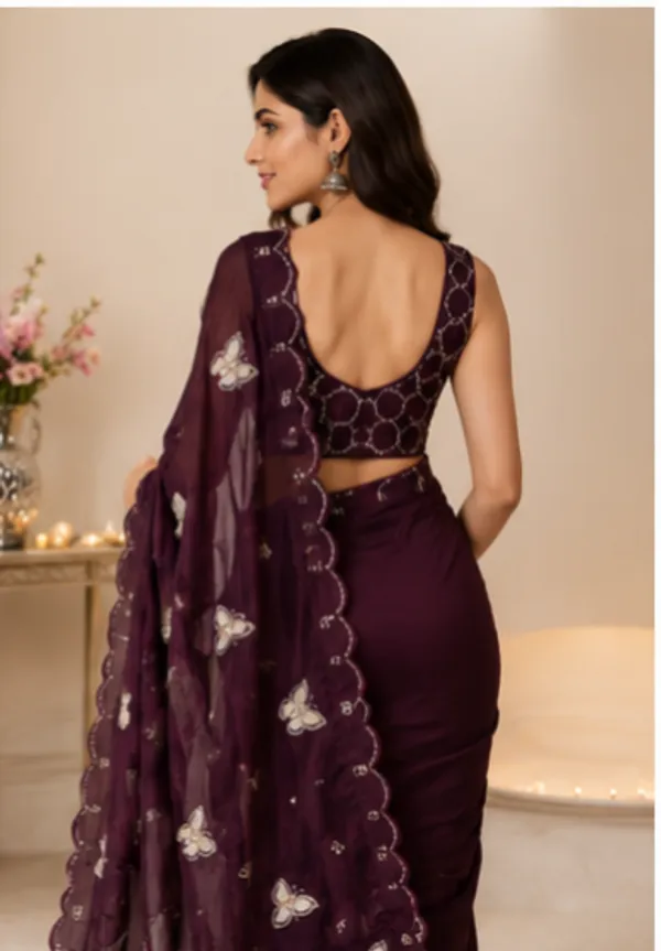 Bling_Butterfly_Burgundy_Party_Wear_Saree_With_Stitched_Blouse