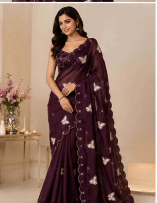 Bling_Butterfly_Burgundy_Party_Wear_Saree_With_Stitched_Blouse