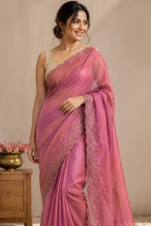 Bling_Border_Pink_Colour_Party_Wear_Stonework_Saree_Elevate_Your_Celebration_Look