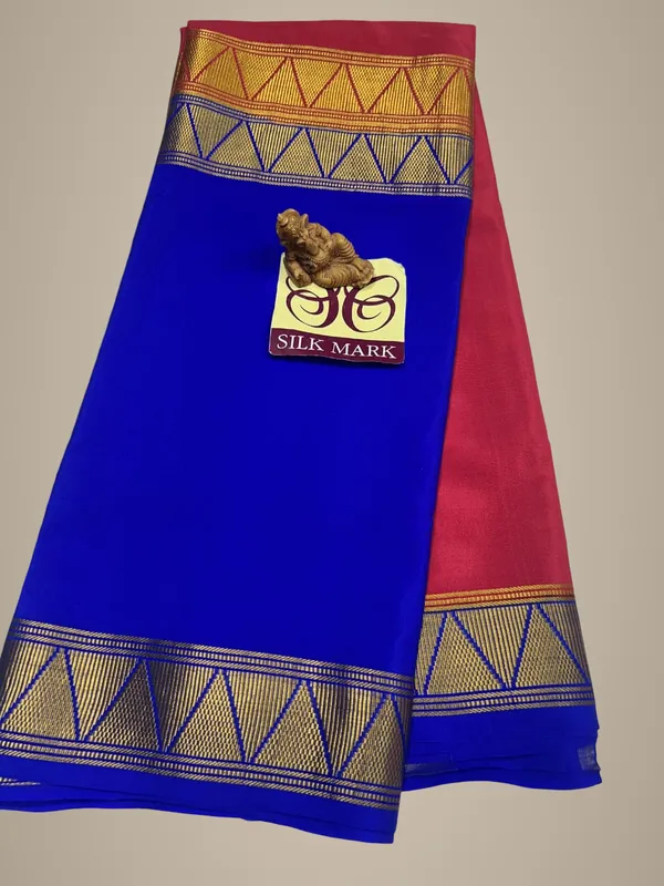 Half_And_Half_Red_And_Royal_Blue_Pure_Crepe_Silk_Sarees_With_Silk_Mark_Pure_Mysore_Crepe_Silk_Sarees_With_Running_Blouse_Piece